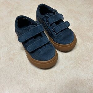 Vans Kids Navy Blue Sneakers with Brown Soles